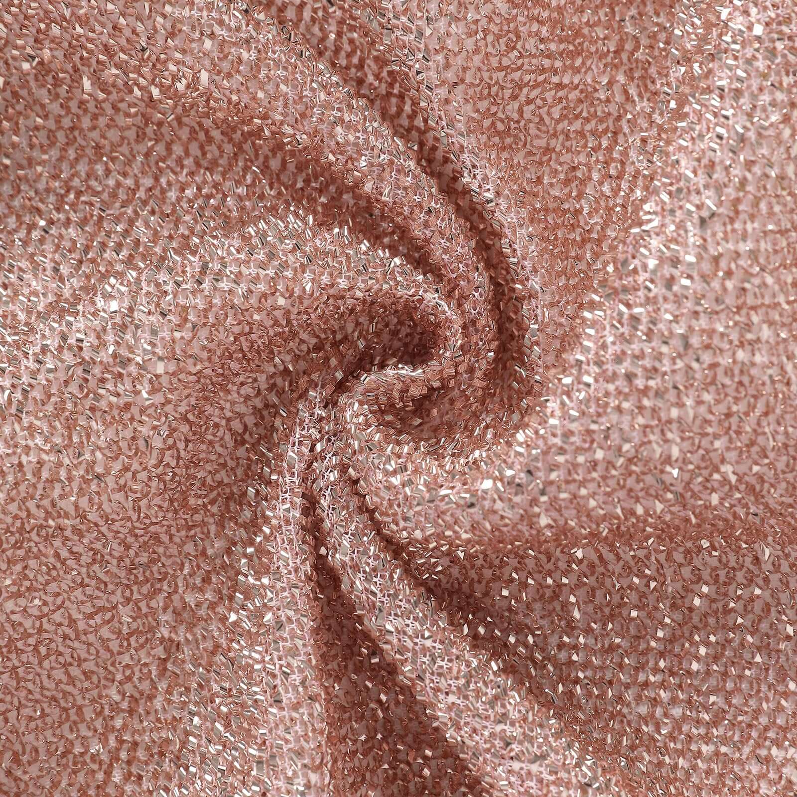 5ft Rose Gold Shimmer Tinsel Spandex Chiara Backdrop Stand Cover For Fitted Round Top Wedding Arch