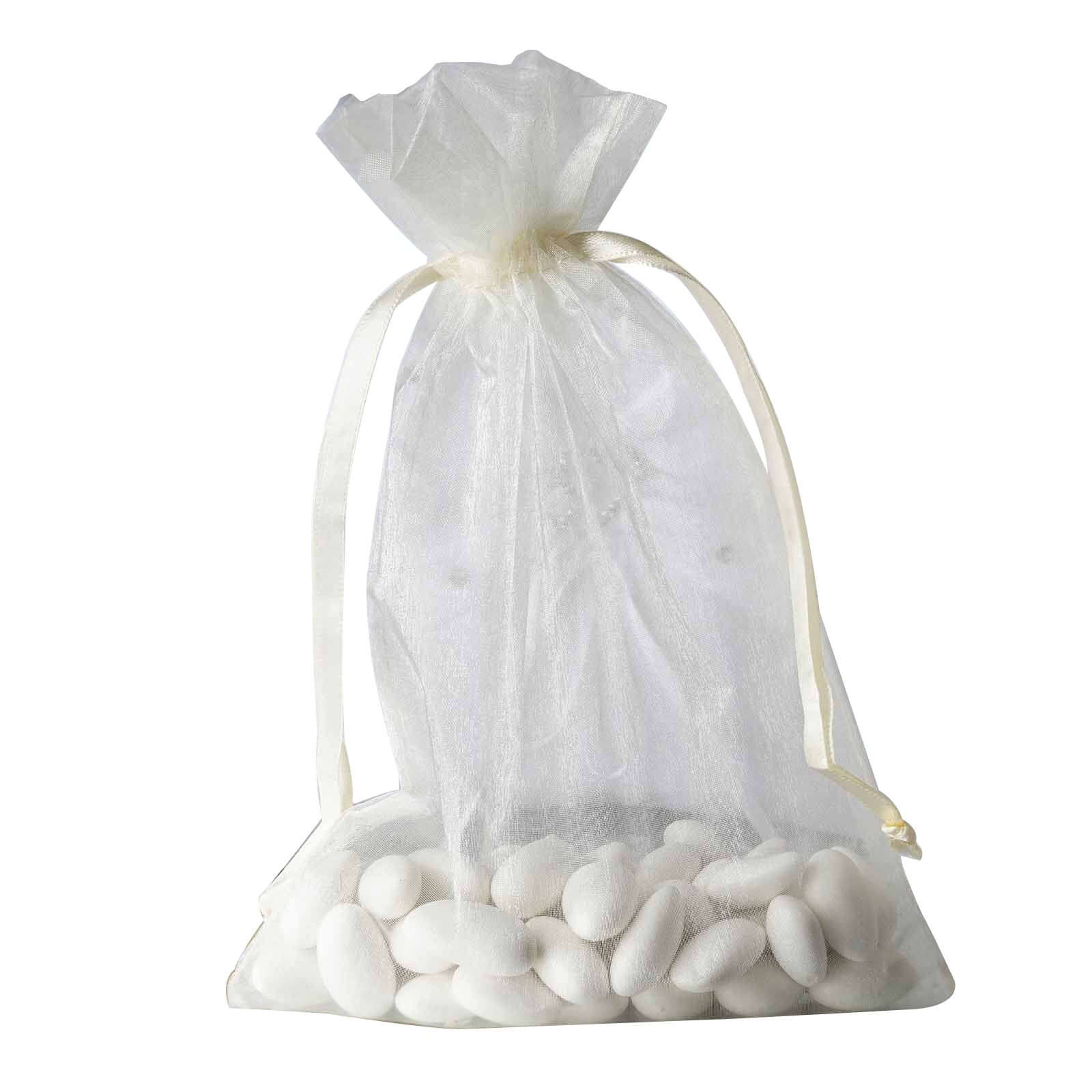 Pack of 10 6"x9" Ivory Organza Drawstring Pouch Candy Favor Bags Gift Bags for Wedding Favors