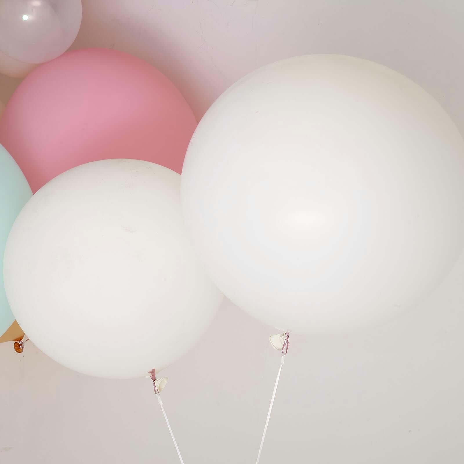 2 Pack 32" Large Balloons Helium or Air Latex Balloons Pastel White
