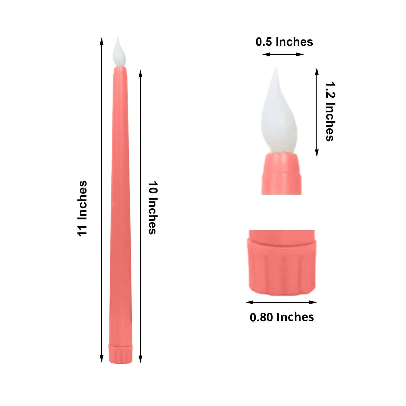 8-Pack LED Flickering Lighting Mixed Pink - Flameless Battery Operated Taper Candles 11"
