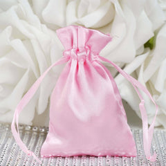 12 Pack 3" Pink Satin Drawstring Pouch Wedding Party Favor Gift Bags