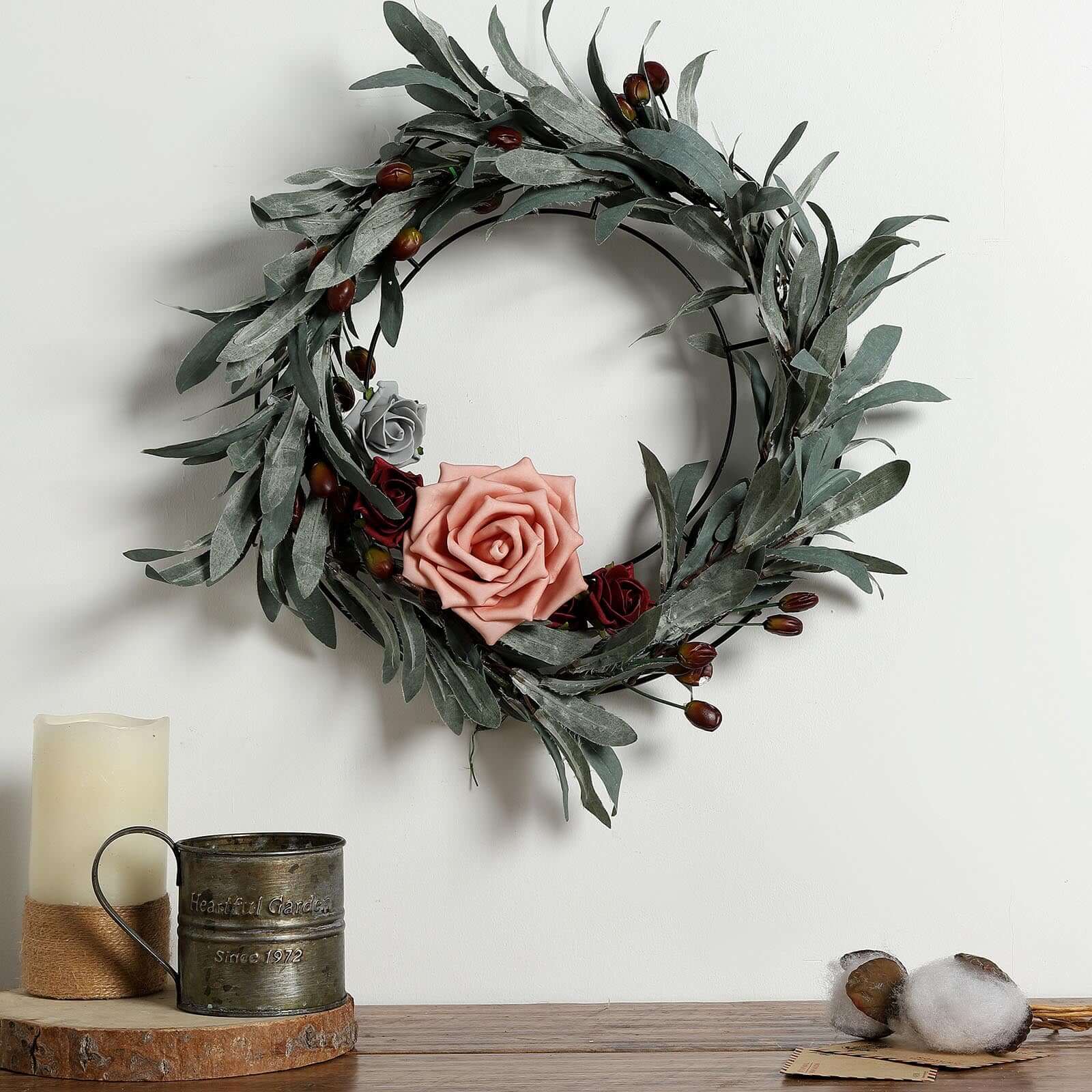 14" Black Metal Wire Wreath Frame, Wreath Ring