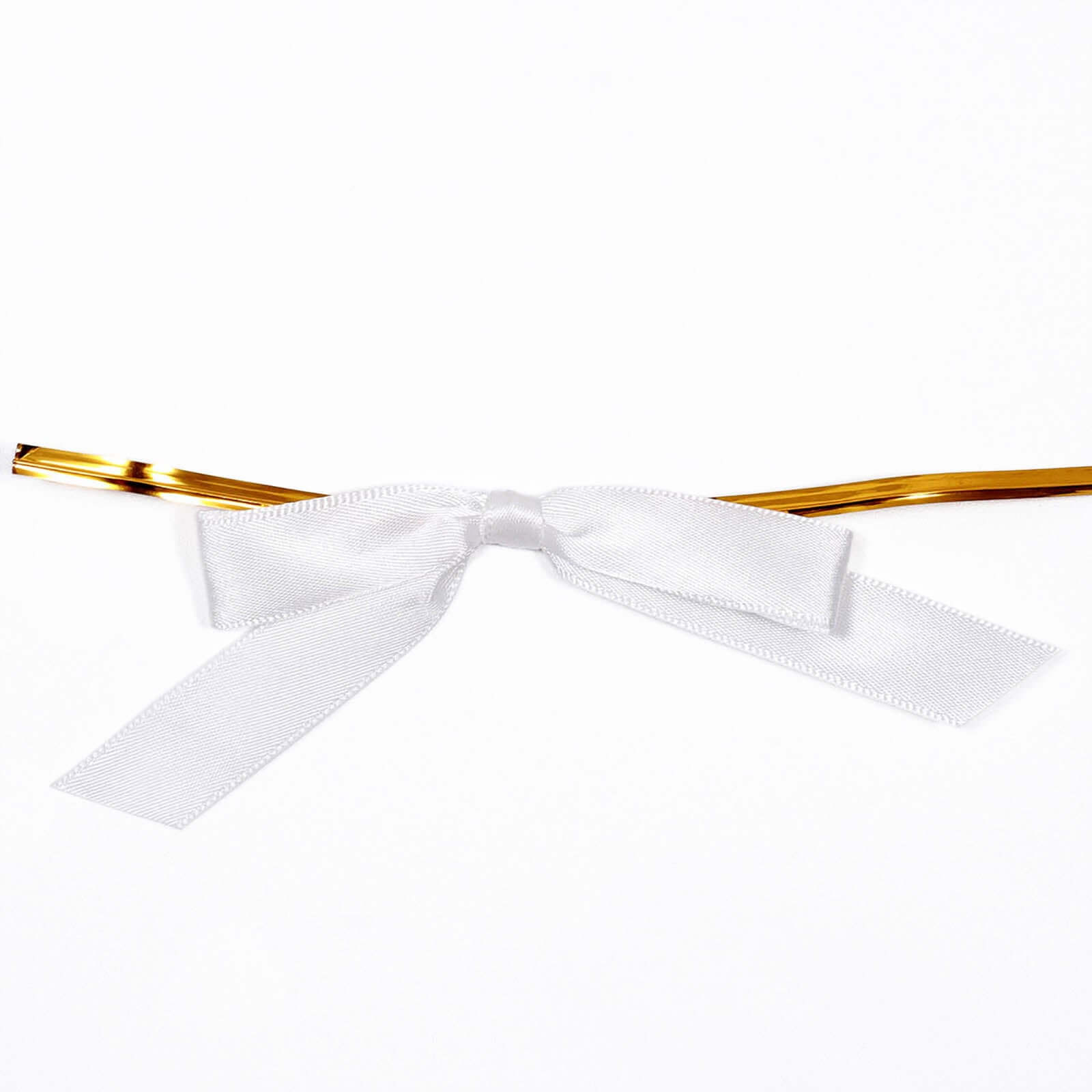 50 Pcs 3" Satin Ribbon Bows With Twist Ties, Gift Basket Party Favor Bags Decor - White Classic Style