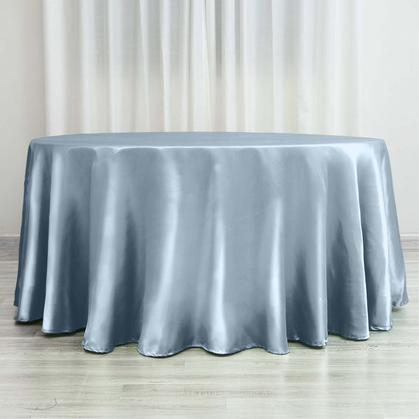 Satin 120" Round Tablecloth Dusty Blue - Stylish Seamless Table Cover