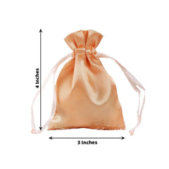 12 Pack 3" Peach Satin Drawstring Pouch Wedding Party Favor Gift Bag