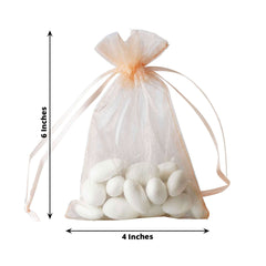 10 Pack 4"x6" Peach Organza Drawstring Wedding Party Favor Gift Bags - Clearance SALE