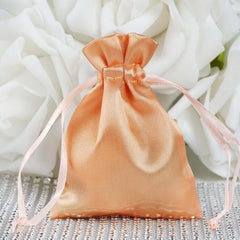 12 Pack 3" Peach Satin Drawstring Pouch Wedding Party Favor Gift Bag