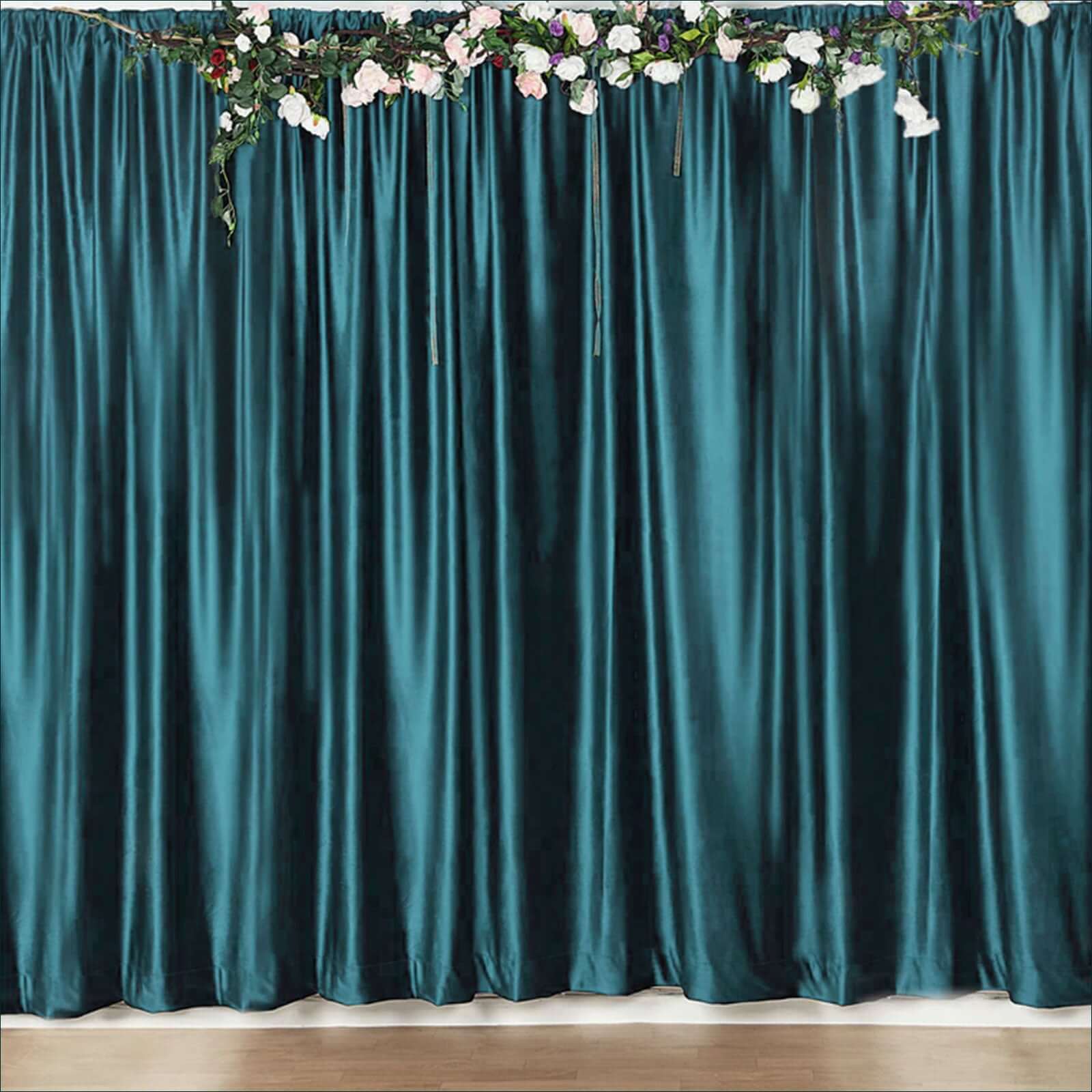 8ftx8ft Peacock Teal Premium Smooth Velvet Event Curtain Drapes, Privacy Backdrop Event Panel with Rod Pocket