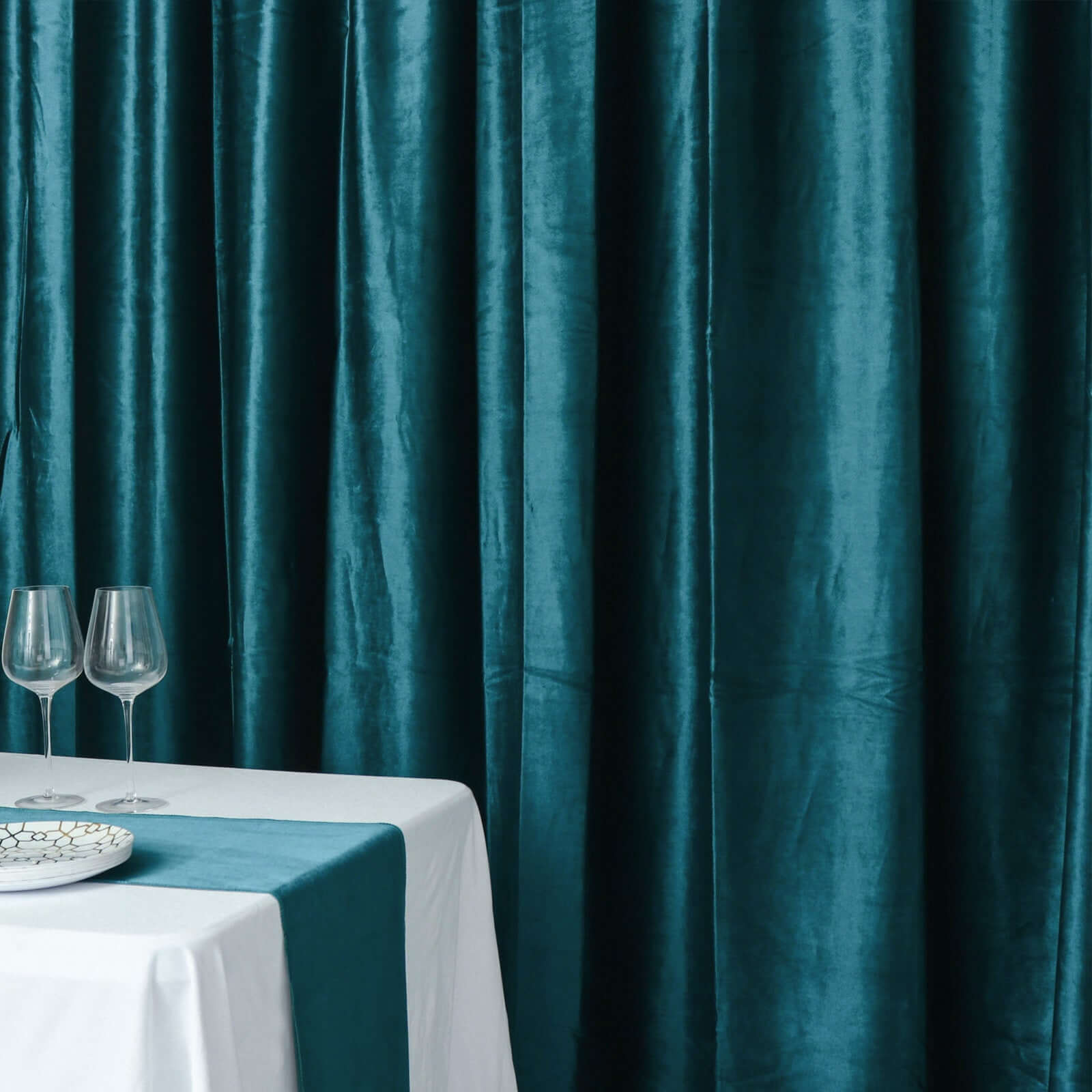 8ftx8ft Peacock Teal Premium Smooth Velvet Event Curtain Drapes, Privacy Backdrop Event Panel with Rod Pocket