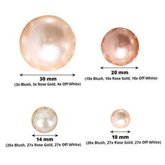 200Pcs Assorted Pearl Beads Vase Fillers in Rose Gold and Off White - Lustrous DIY Craft Bead Set