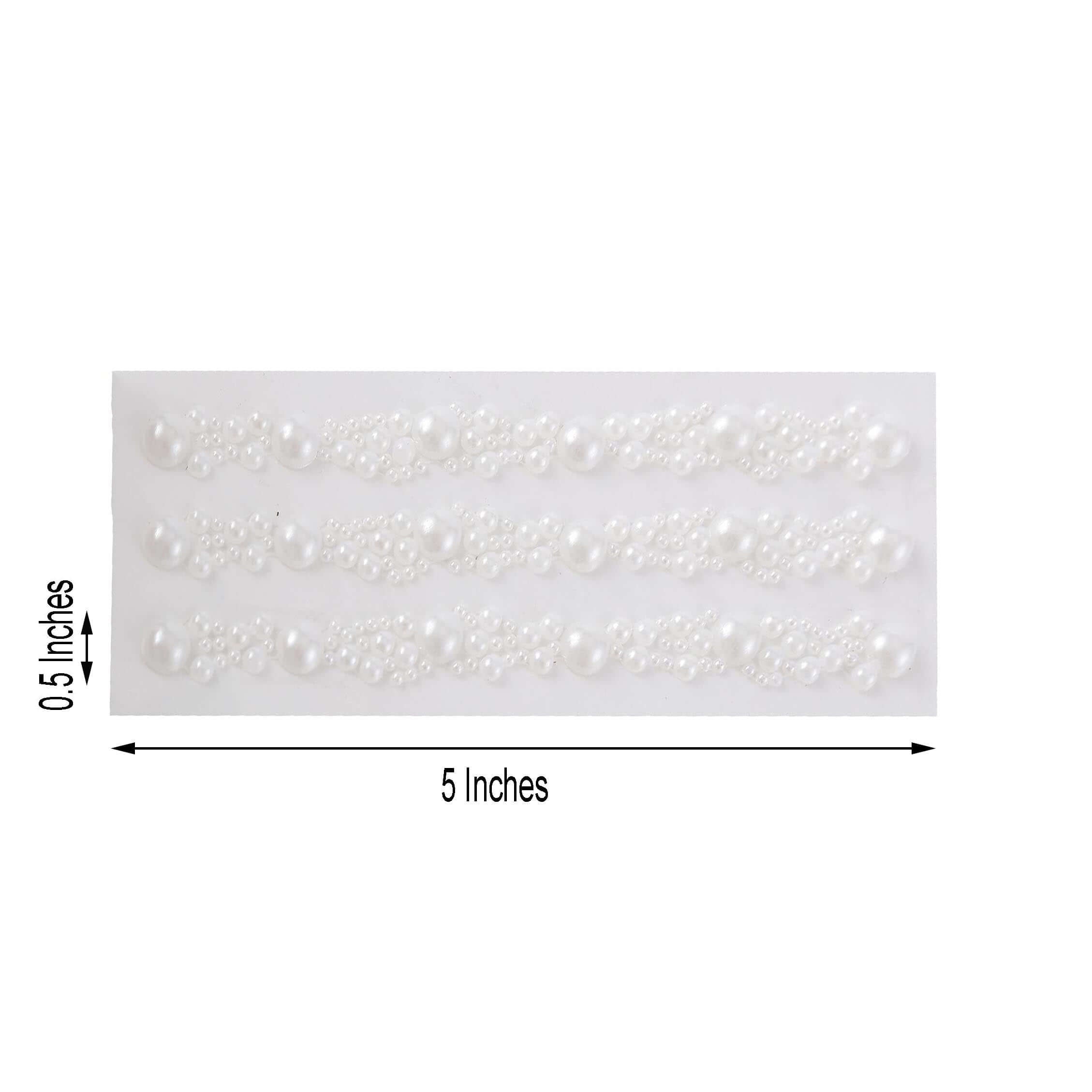 White Self Adhesive Pearl Rhinestone Stickers, DIY Craft Peel and Stick Gem Stickers