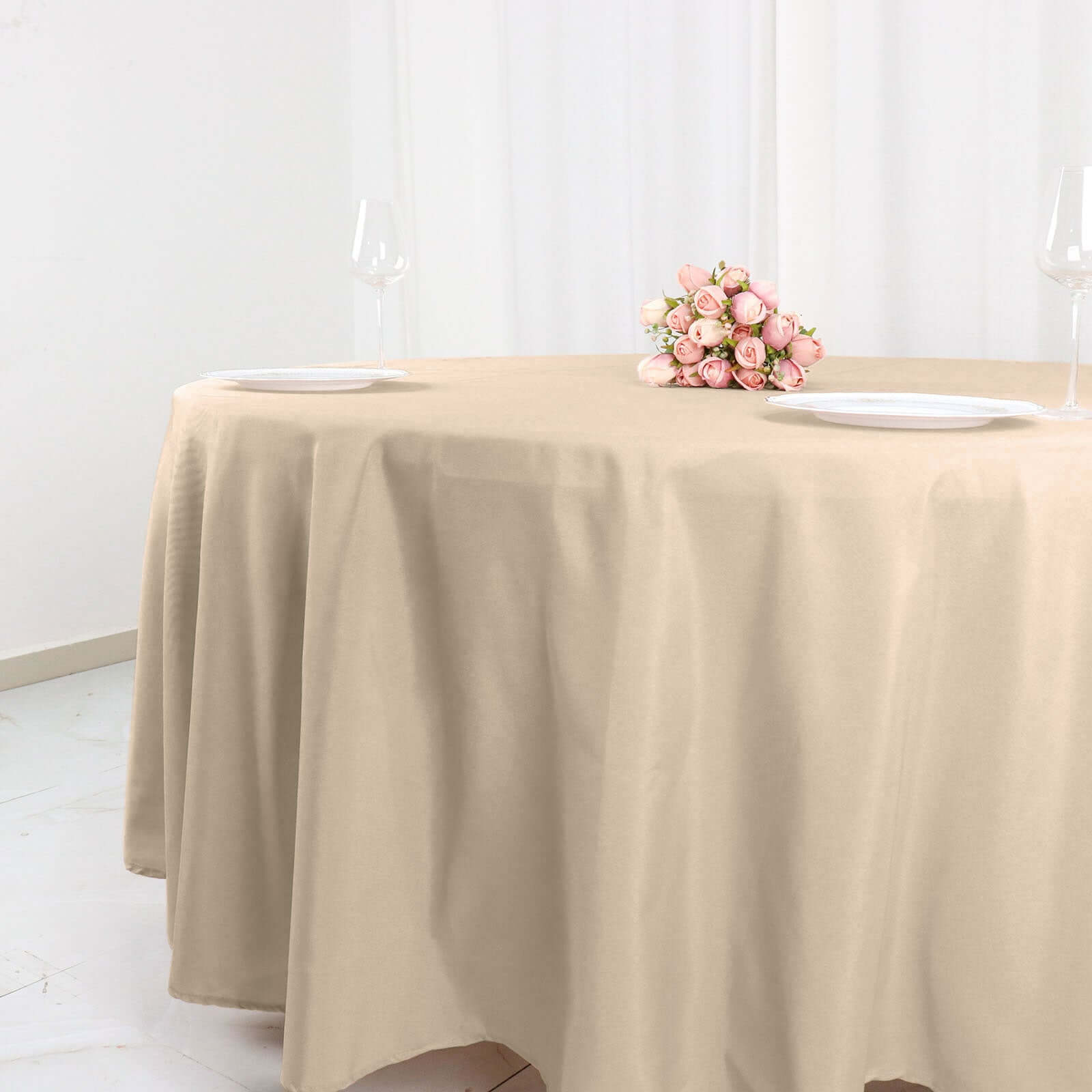 Polyester 108" Round Tablecloth Nude - Wrinkle-Resistant Table Cover