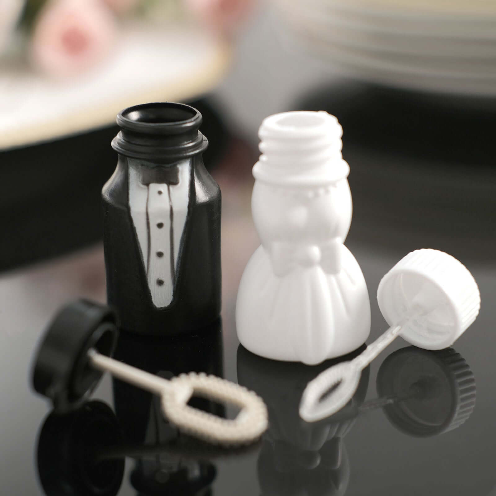 24 Pack Bride and Groom 2" Soap Bubble Bottles Wedding Party Favors, Prefilled Favor Bubbles