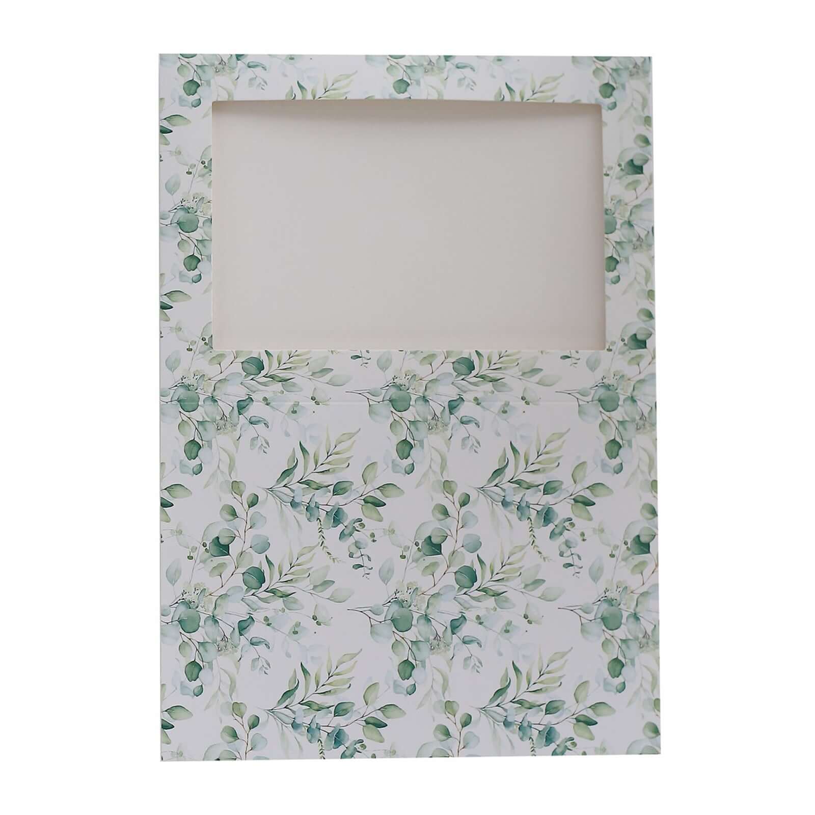 25-Pack Thank You Cards White Green Eucalyptus Leaves Design with Envelopes - Picture Insert Invitation Cards for Parties & Milestones 3.5"x5.5"