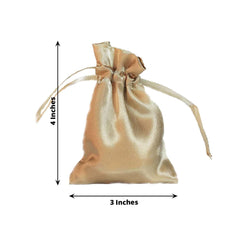 12 Pack 3" Champagne Satin Drawstring Wedding Party Favor Gift Bags