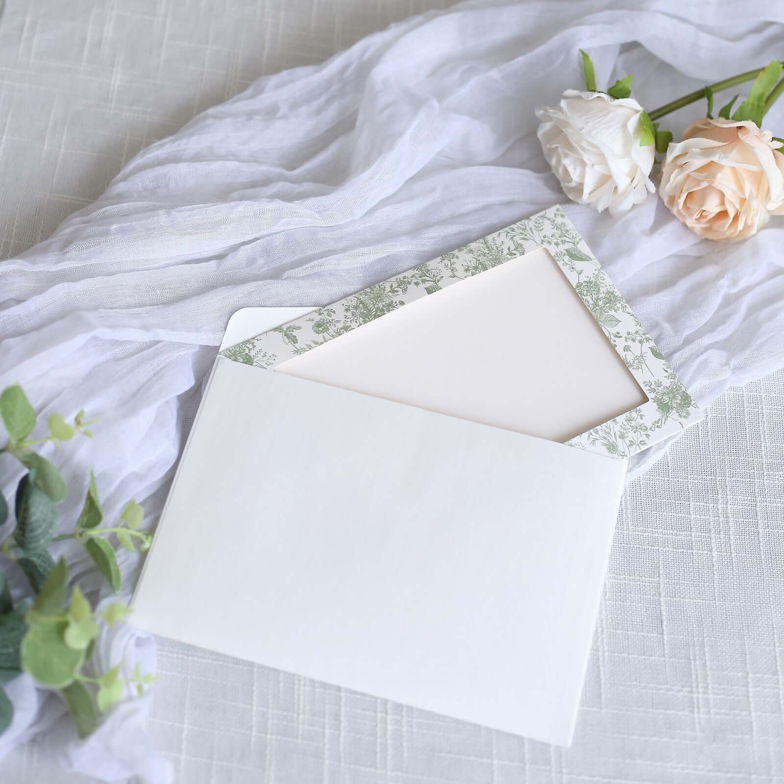 25-Pack Thank You Cards White Sage Green French Toile Design with Envelopes - Picture Insert Invitation Cards for Parties & Milestones 3.5"x5.5"