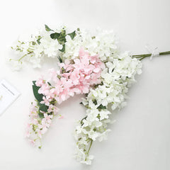 4 Stems 41" Tall White Artificial Silk Hydrangea Flower Branches
