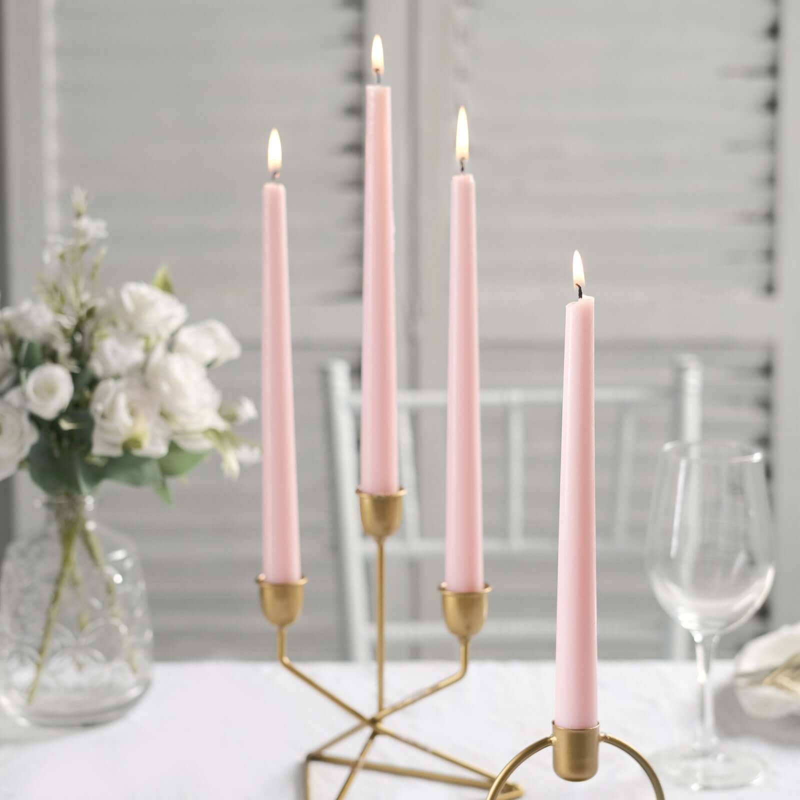 12-Pack Taper Candles Premium Wax Design Blush - Unscented Candles for Upscale Settings 10"