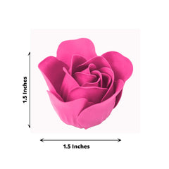 4 Pack 24 Pcs Fuchsia Scented Rose Soap Heart Shaped Party Favors With Gift Boxes And Ribbon