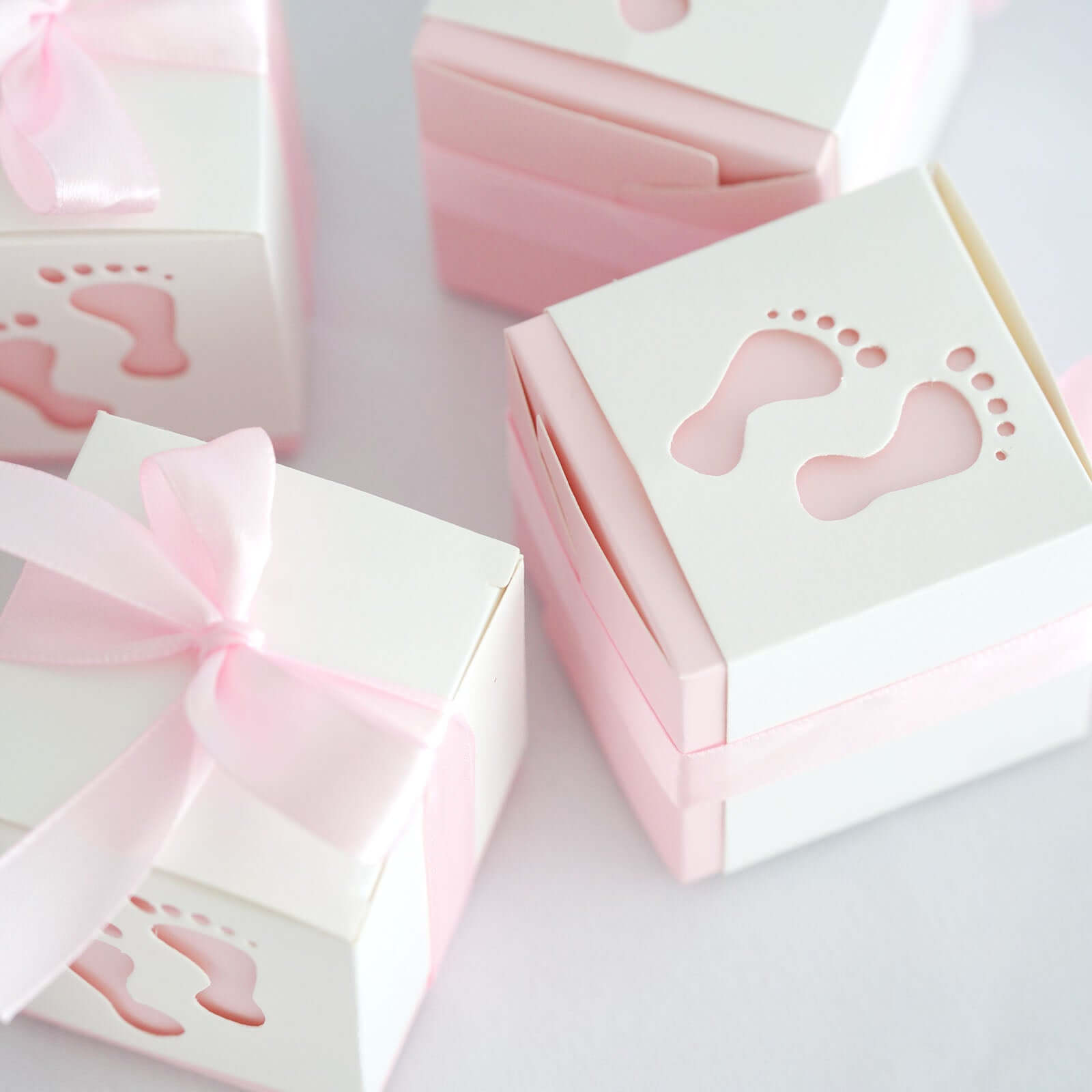 25 Pack 2" Pink Footprint Baby Shower Party Favor Candy Gift Boxes