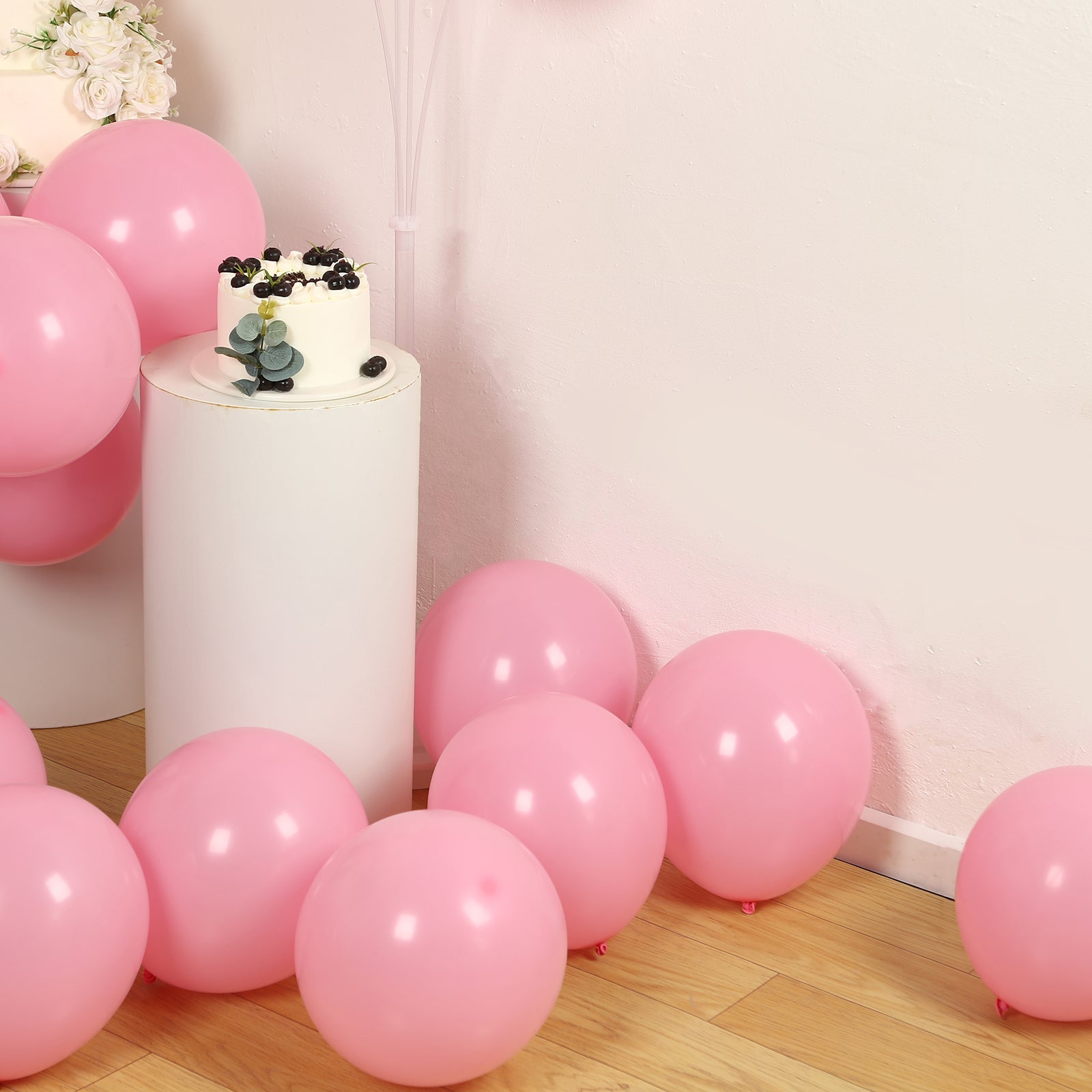 50 Pack Matte Pastel Pink Biodegradable Balloons 12", Round Eco-friendly Thick Latex Party Balloons