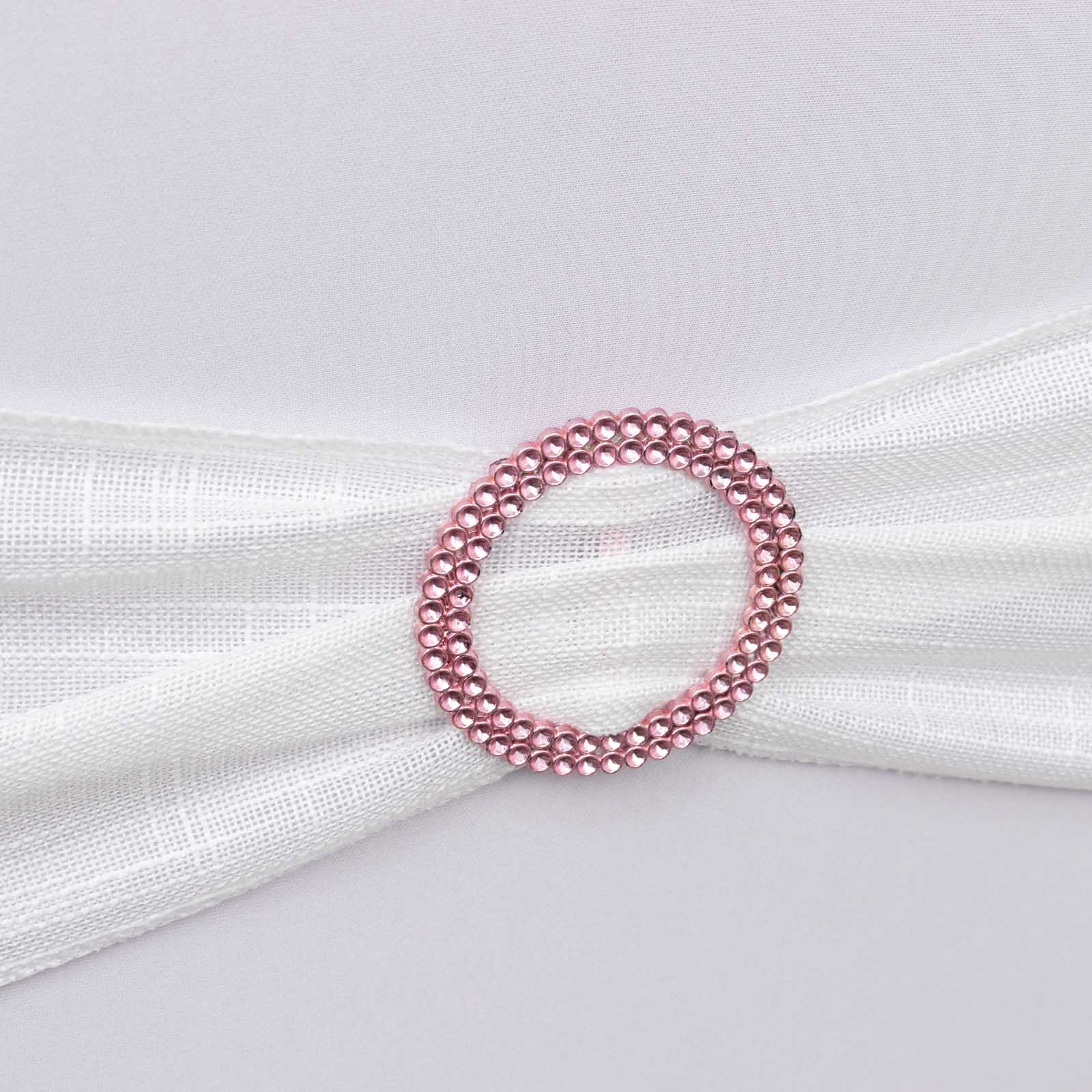 20 Pack Diamond Round Chair Sash Band Buckle Pins Pink - Timeless Rhinestone Napkin Rings 2.5"