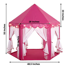 4.5Ft Pink Princess Castle Play House Tent with Star LED Garlands and Carry Bag