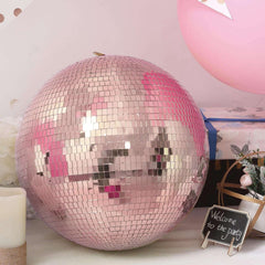 2 Pack 10" Rose Gold Foam Disco Mirror Ball With Hanging Swivel Ring, Holiday Party Decor