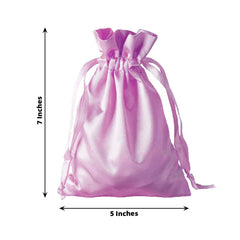 12 Pack 5"x7" Pink Satin Drawstring Wedding Party Favor Gift Bags