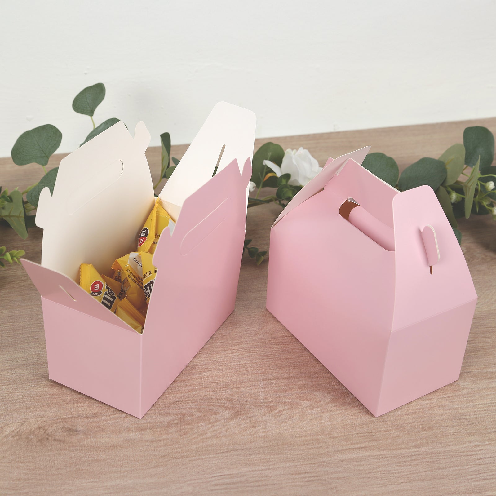 25 Pack Candy Gift Tote Gable Boxes, Blush Party Favor Treat Boxes - 6"x3.5"x7"