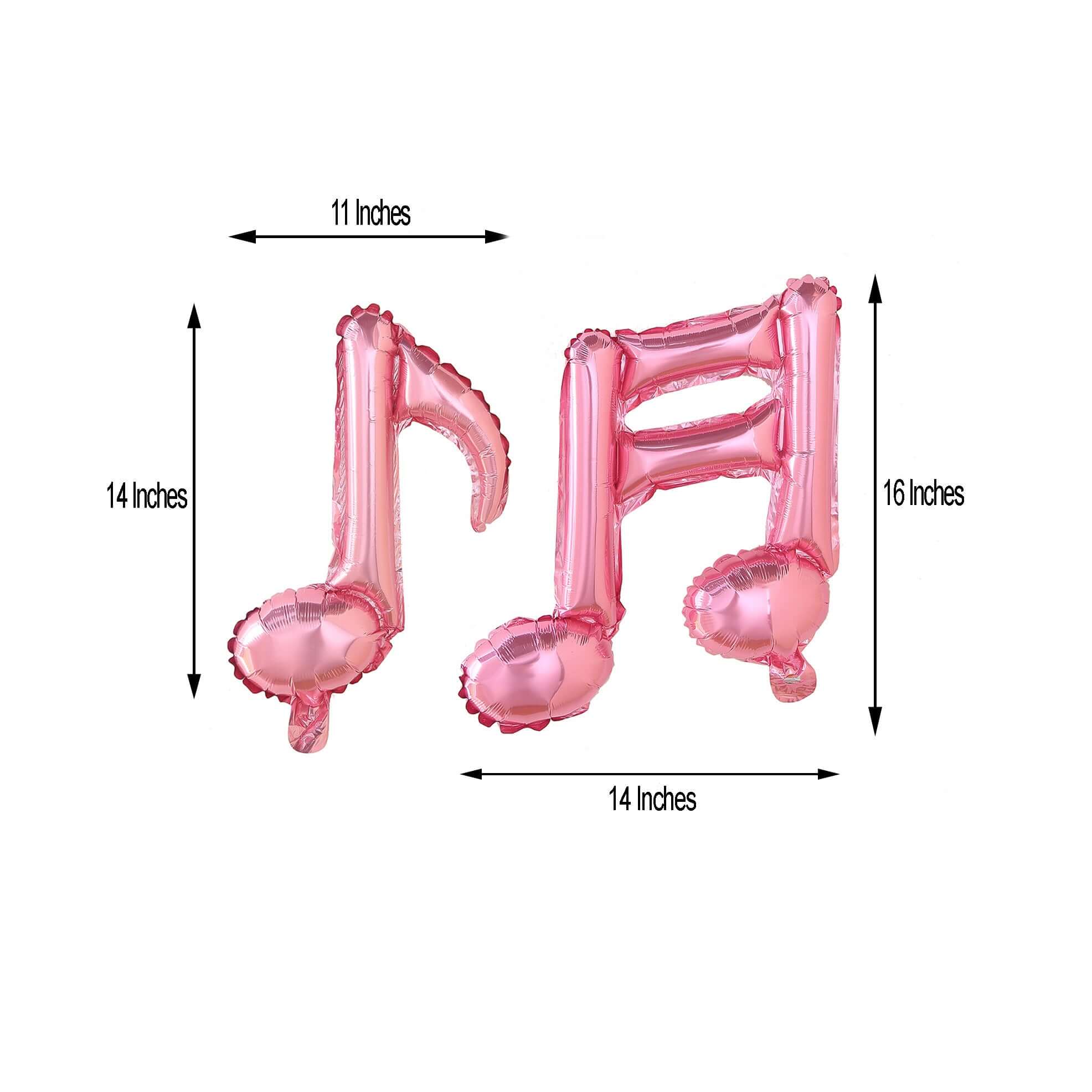 6 Pack Rose Gold Single and Double Music Note Mylar Foil Balloons
