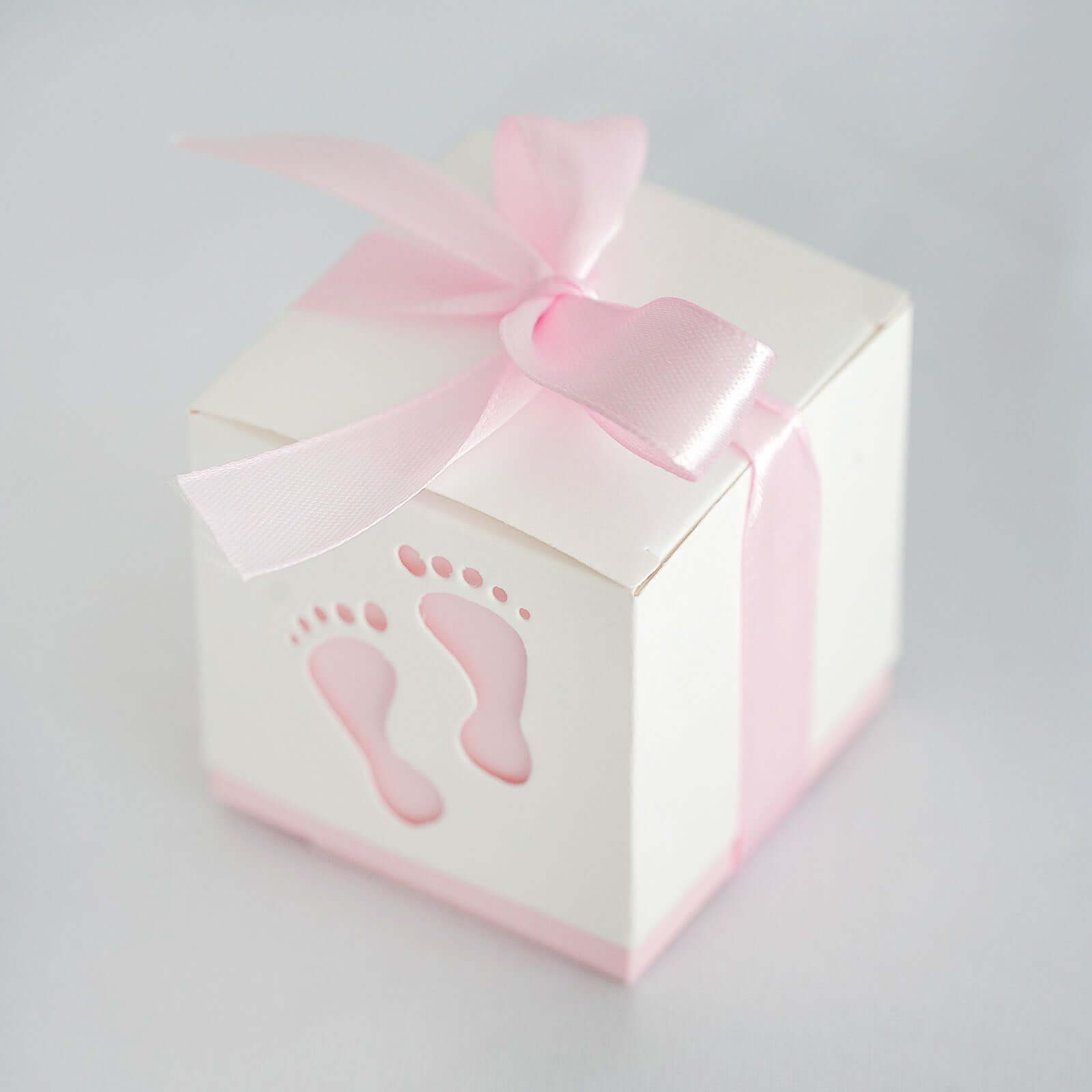 25 Pack 2" Pink Footprint Baby Shower Party Favor Candy Gift Boxes