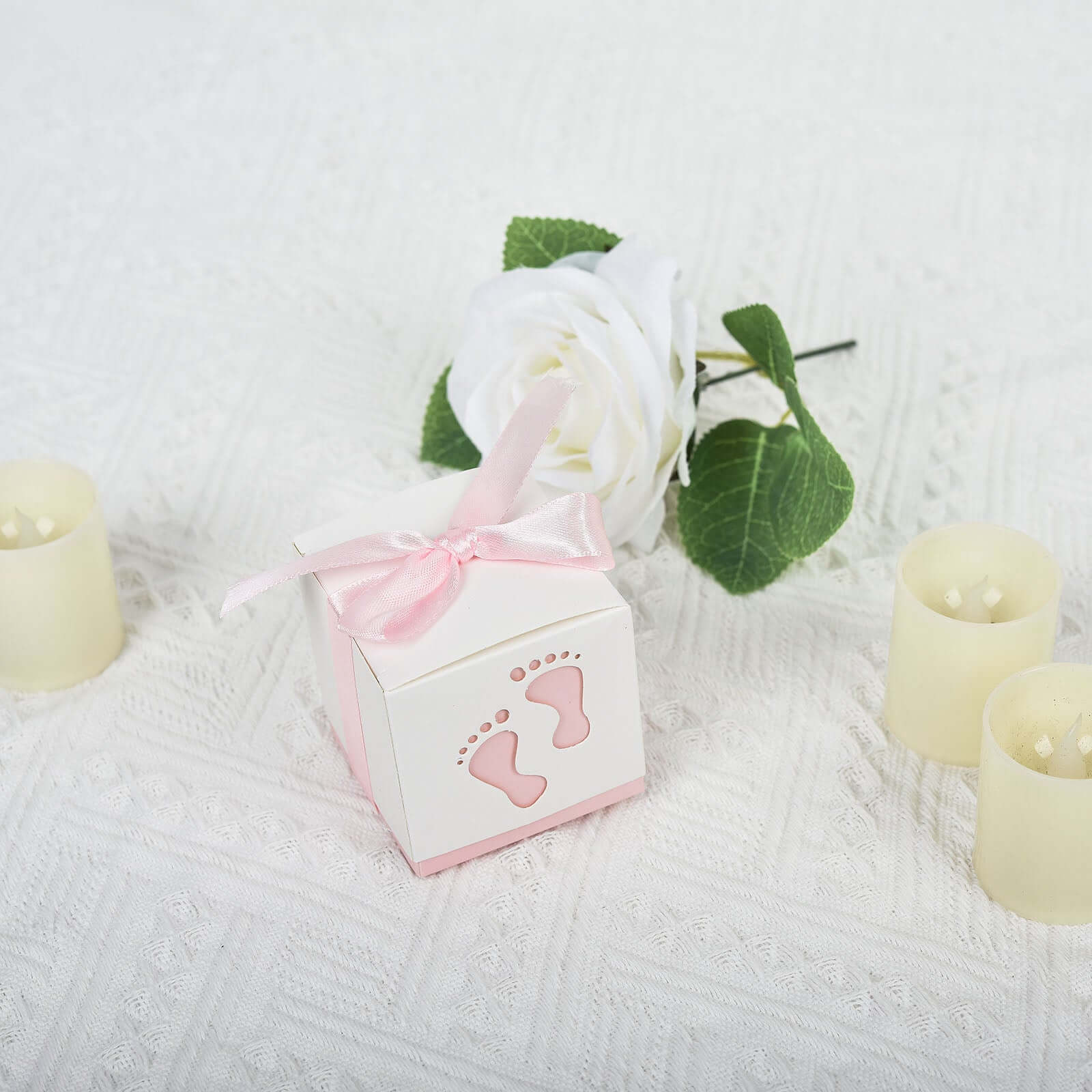 25 Pack 2" Pink Footprint Baby Shower Party Favor Candy Gift Boxes