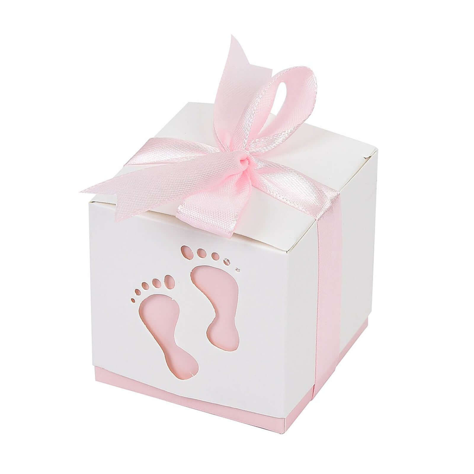 25 Pack 2" Pink Footprint Baby Shower Party Favor Candy Gift Boxes
