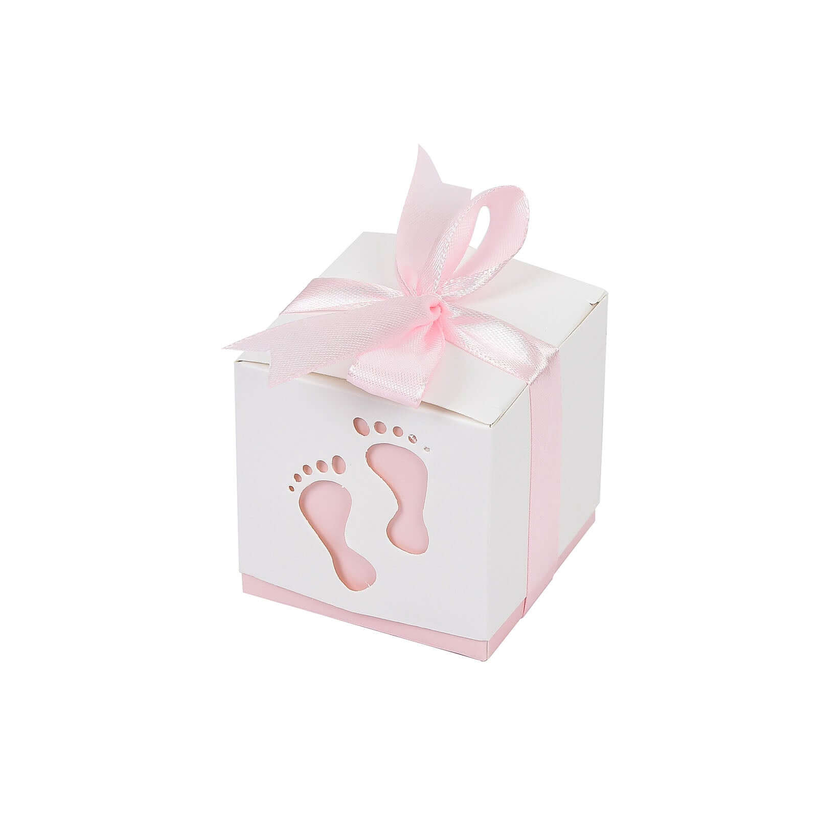 25 Pack 2" Pink Footprint Baby Shower Party Favor Candy Gift Boxes