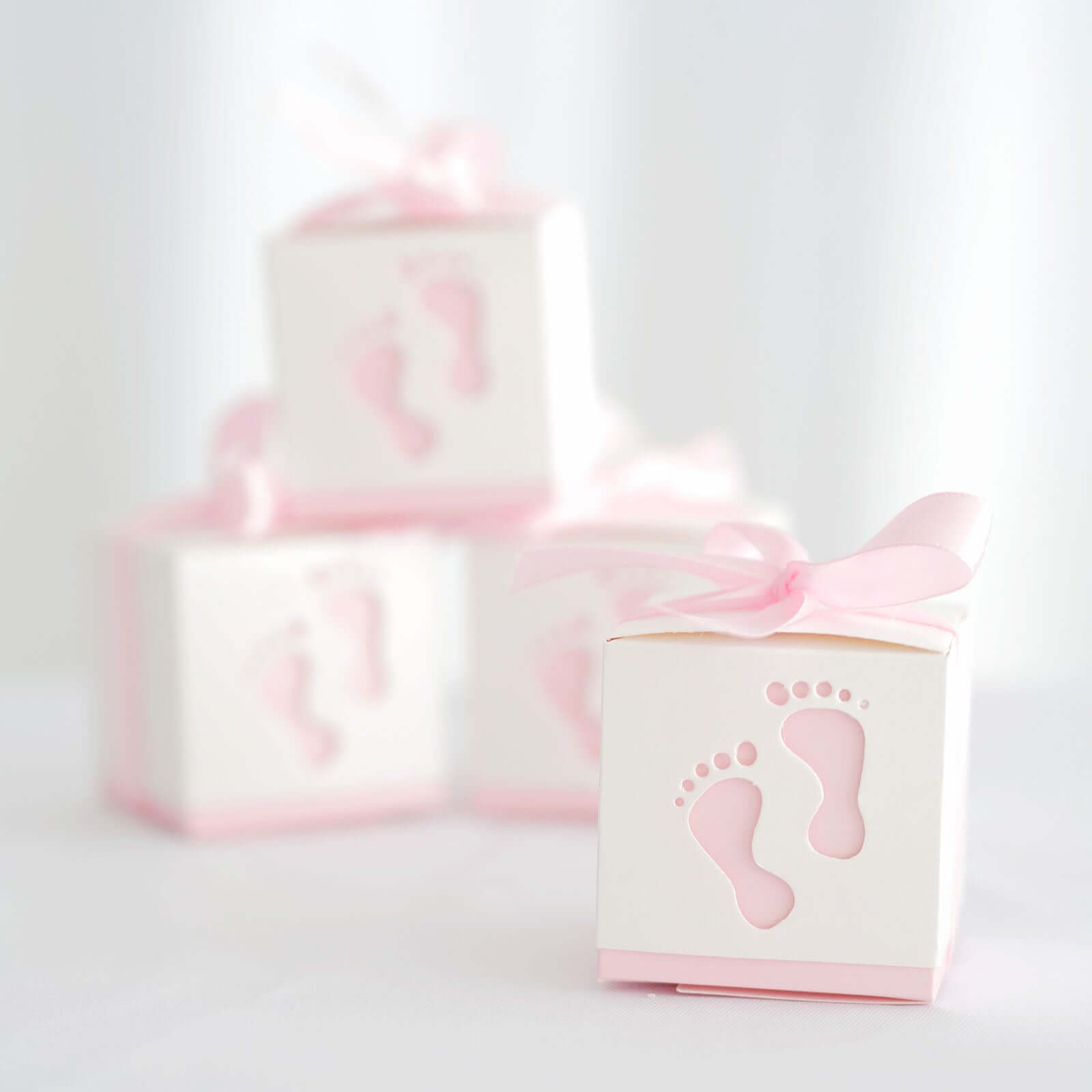 25 Pack 2" Pink Footprint Baby Shower Party Favor Candy Gift Boxes