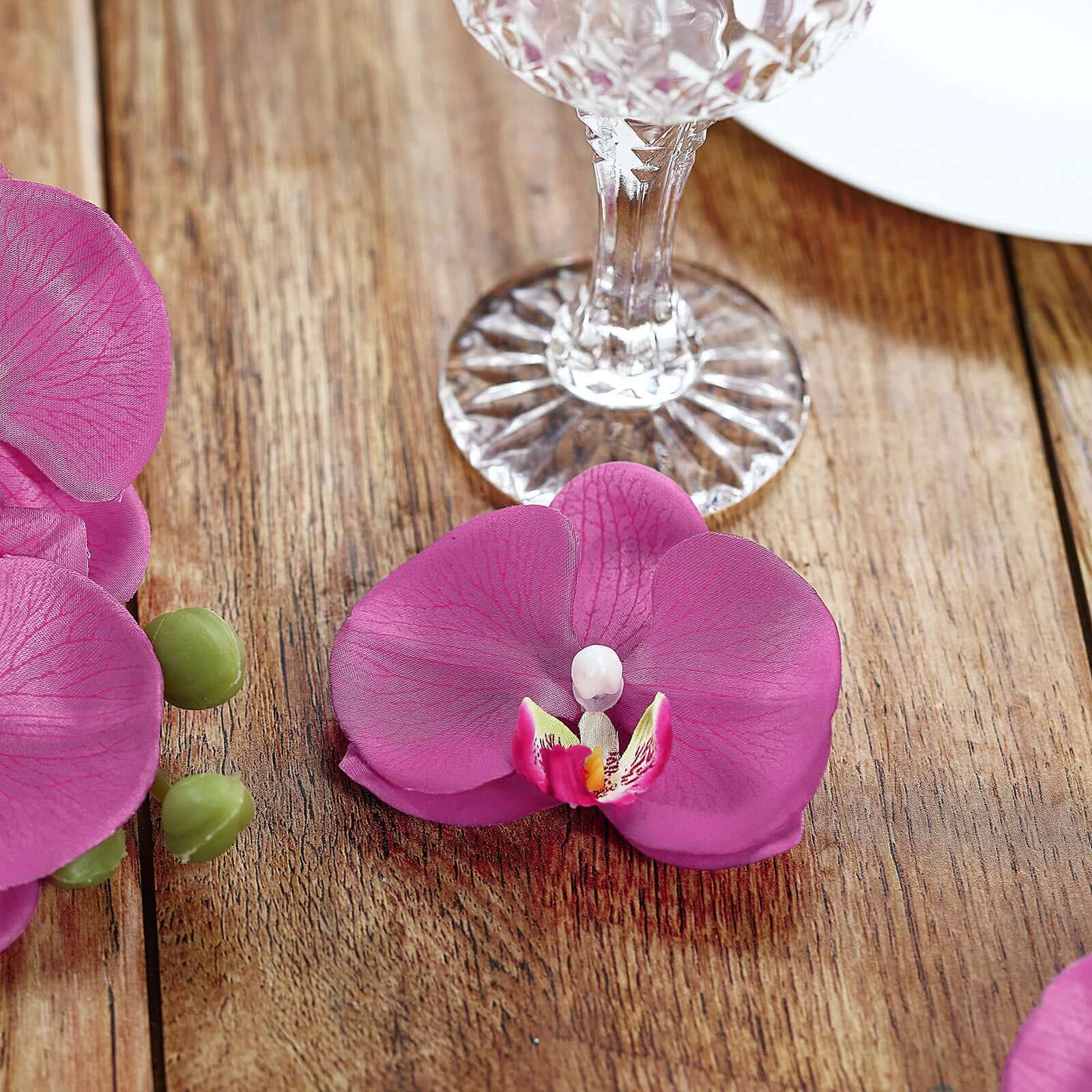 20 Silk Artificial Orchids Flower Heads Fuchsia - Versatile Floral Accents for DIY Floral Arrangements Corsages & Event Decor 4"