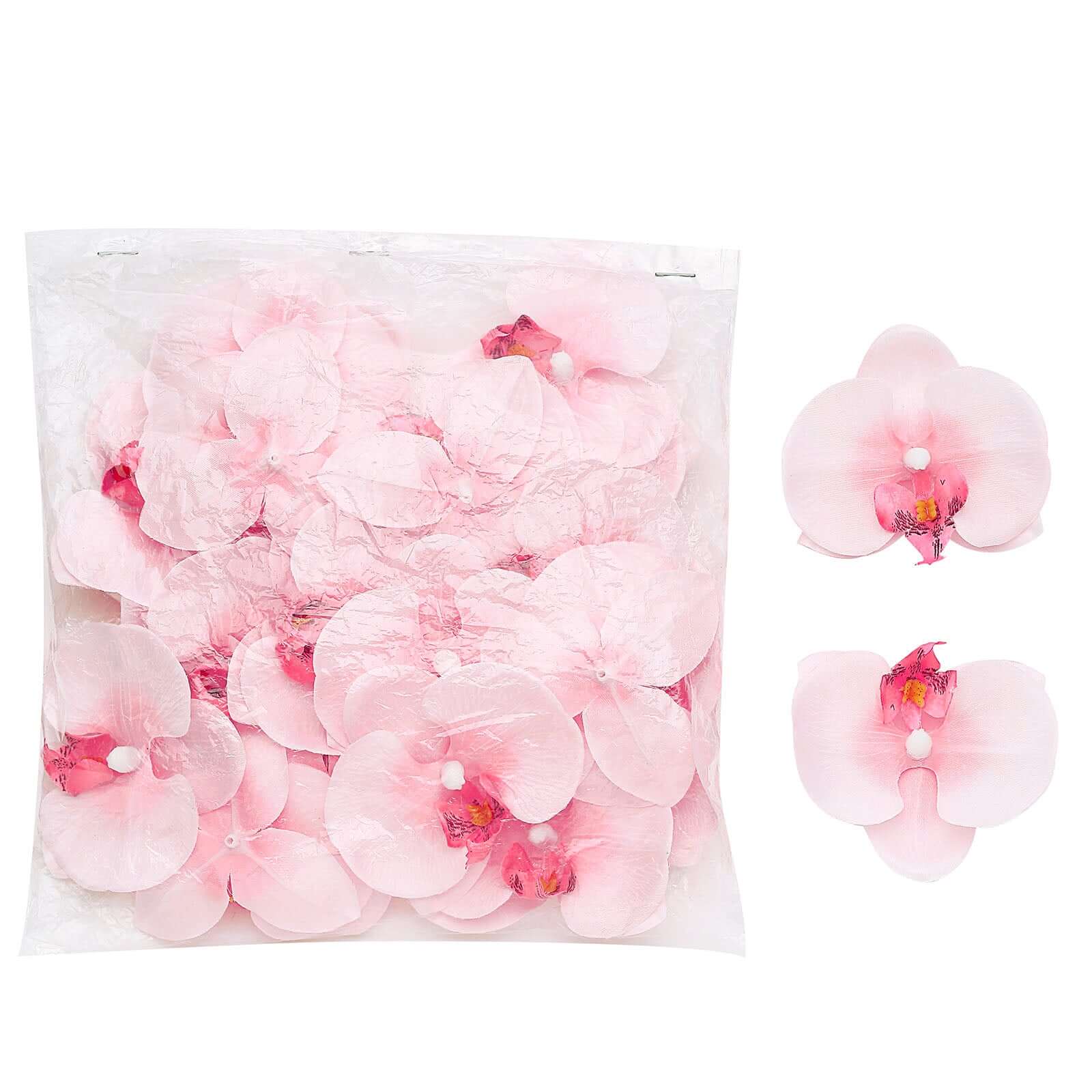 20 Silk Artificial Orchids Flower Heads Pink - Versatile Floral Accents for DIY Floral Arrangements Corsages & Event Decor 4"