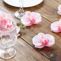 20 Silk Artificial Orchids Flower Heads Pink - Versatile Floral Accents for DIY Floral Arrangements Corsages & Event Decor 4"