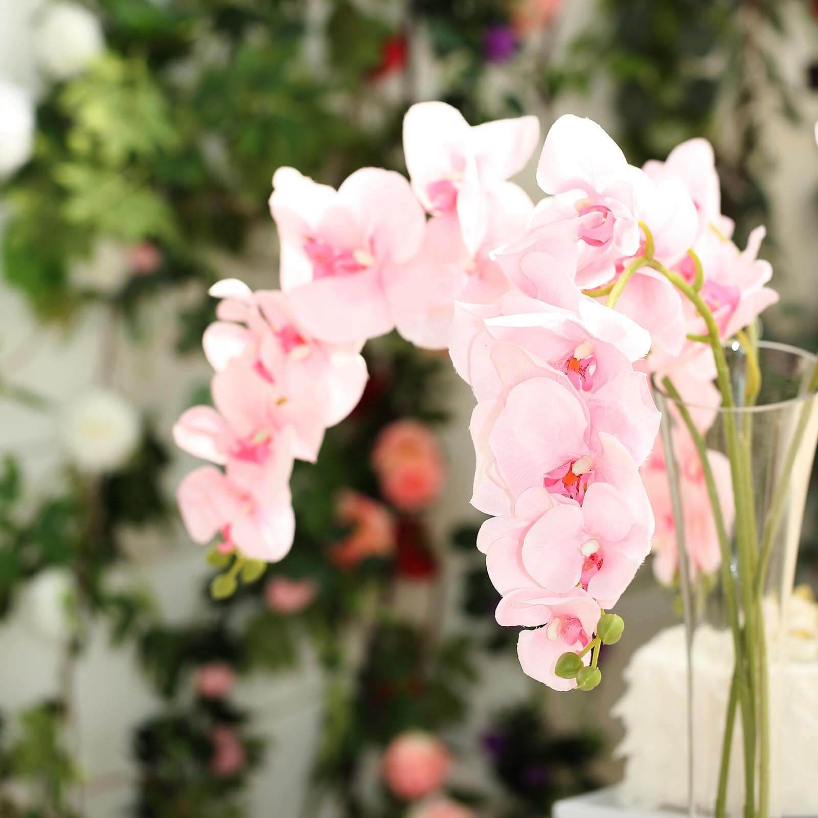 2 Stems 40" Tall Pink Artificial Silk Orchid Flower Bouquets