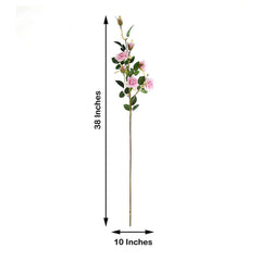 2 Stems 38" Tall Pink Artificial Silk Rose Flower Bouquet Bushes