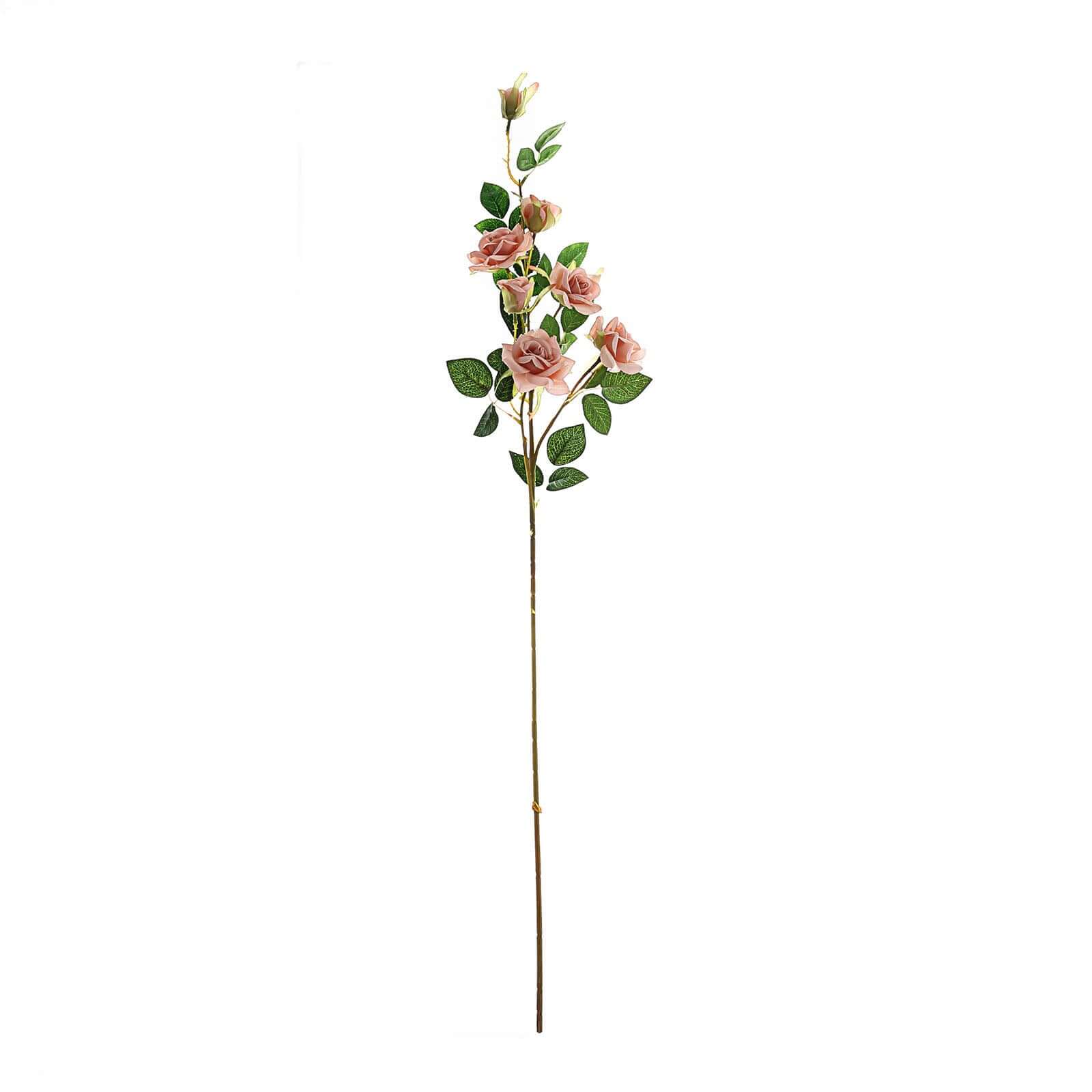 2 Stems 38" Tall Dusty Rose Artificial Silk Rose Flower Bouquet Bush
