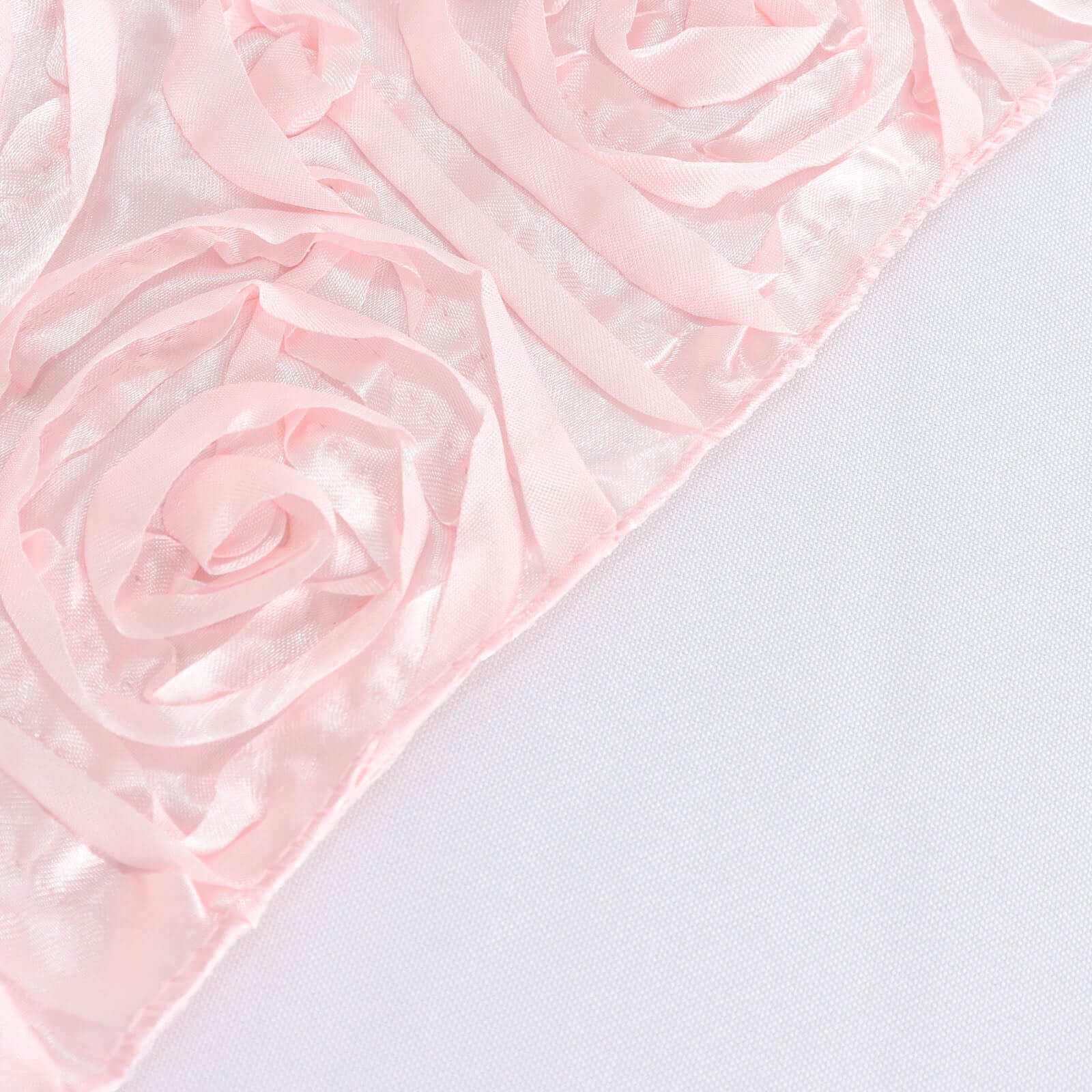 Satin 72"x72" Table Overlay Square Tablecloth Blush - 3D Rosette Table Cover