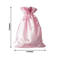 12 Pack 6"x9" Pink Satin Drawstring Wedding Party Favor Gift Bags