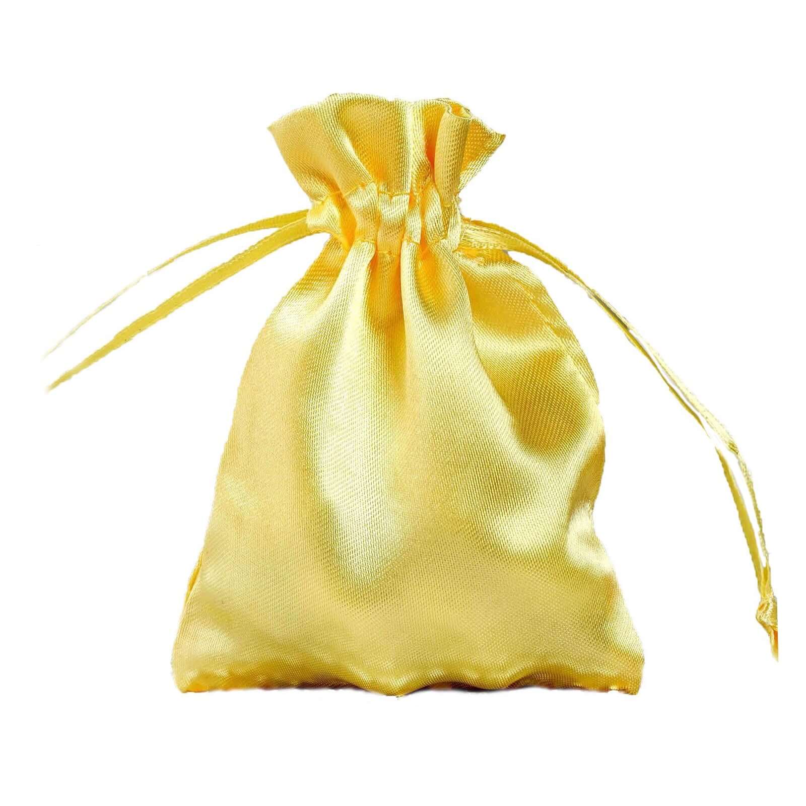 12 Pack 3" Gold Satin Drawstring Pouch Wedding Party Favor Gift Bags