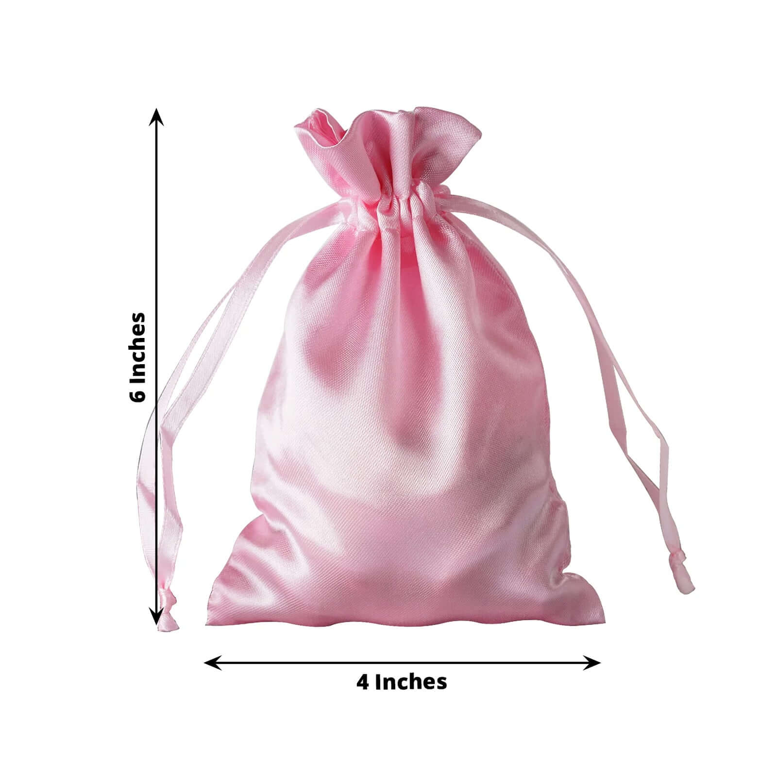 12 Pack 4"x6" Pink Satin Drawstring Wedding Party Favor Gift Bags