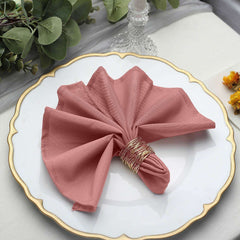 5 Pack Cinnamon Rose Seamless Cloth Dinner Napkins, Wrinkle Resistant Linen 17"x17"