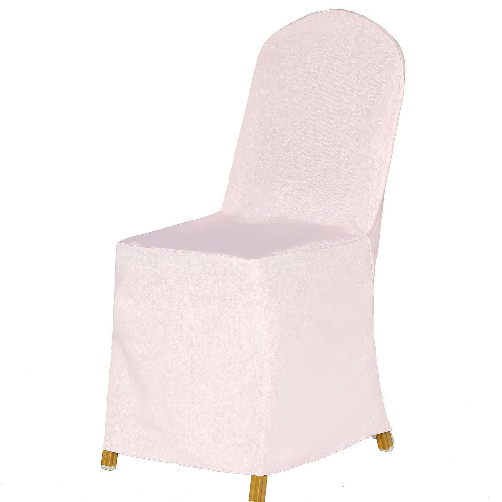 Polyester Slip On Banquet Chair Covers Blush - Stain-Resistant Reusable Durable Fabric