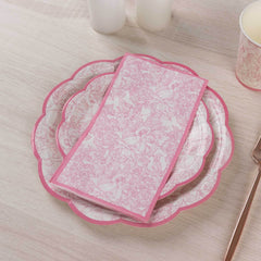 25-Pack Paper Dinner Napkins Pink with French Toile Pattern 2 Ply - Stylish Disposable Napkins for Events