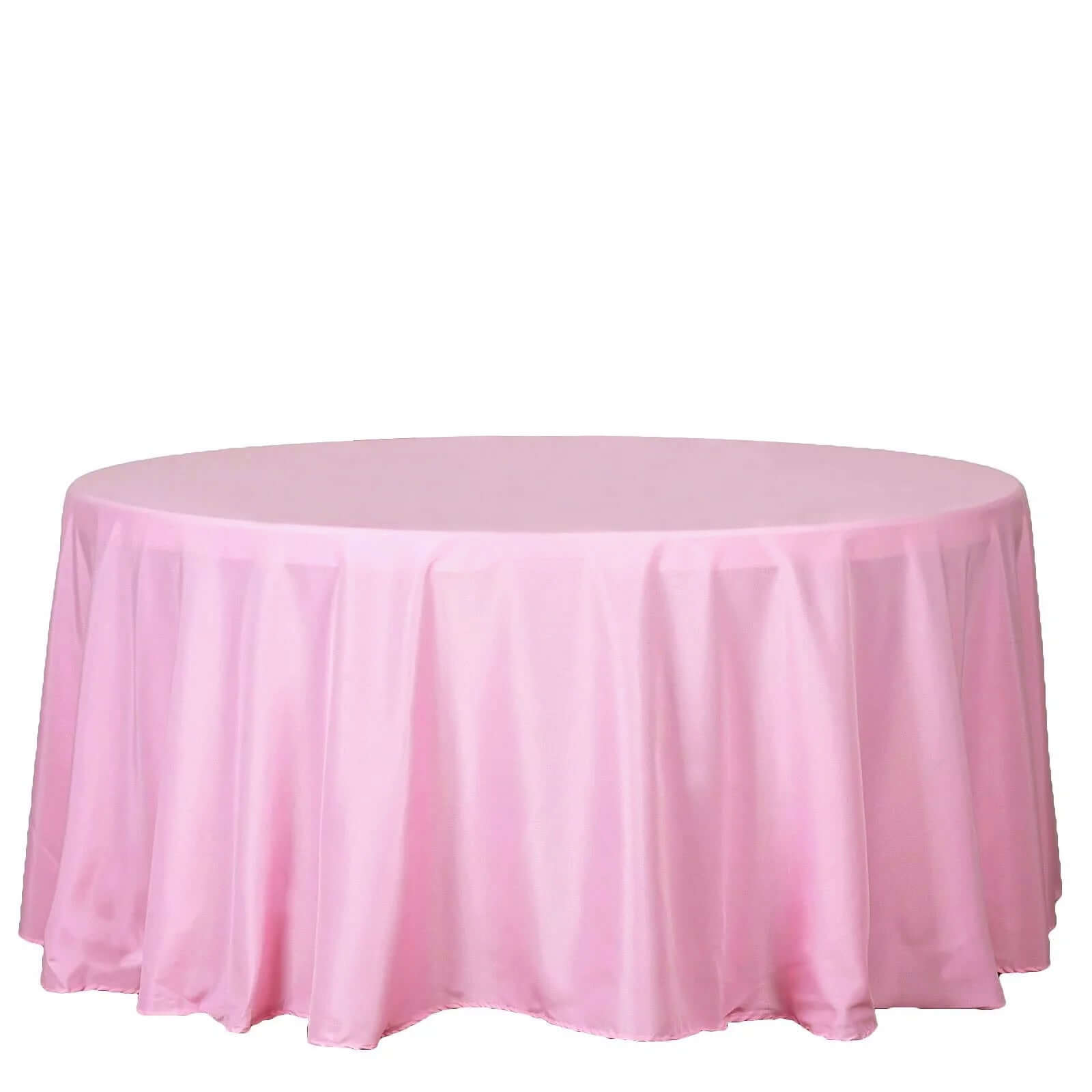 Polyester 120" Round Tablecloth Pink - Seamless Wrinkle-Resistant Table Cover